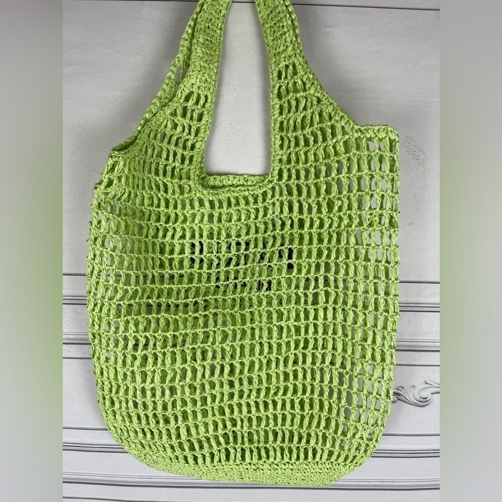 Bohemian Green Straw Summer Travel Fashion Casual Shoulder Beach Tote Bag - Picture 3 of 8
